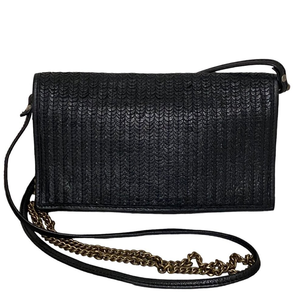 Country Road Leather Flap Closure Crossbody Bag in Black